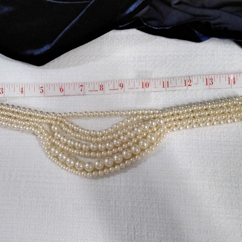 Vintage Faux Pearls Beads necklace 18" length Chocked Chunky Elegant Classic 001 - Picture 11 of 14